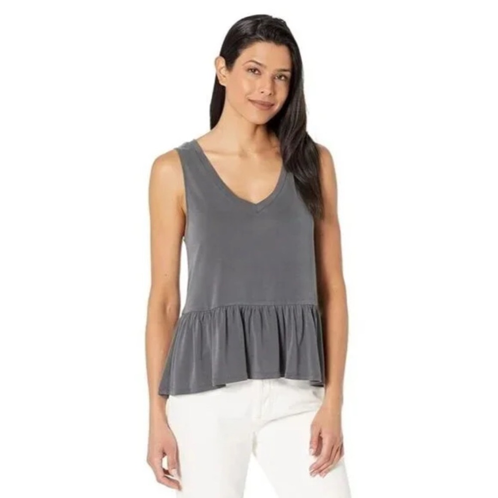 American Eagle Soft & Sexy Suedes Peplum Tank Top Medium Gray